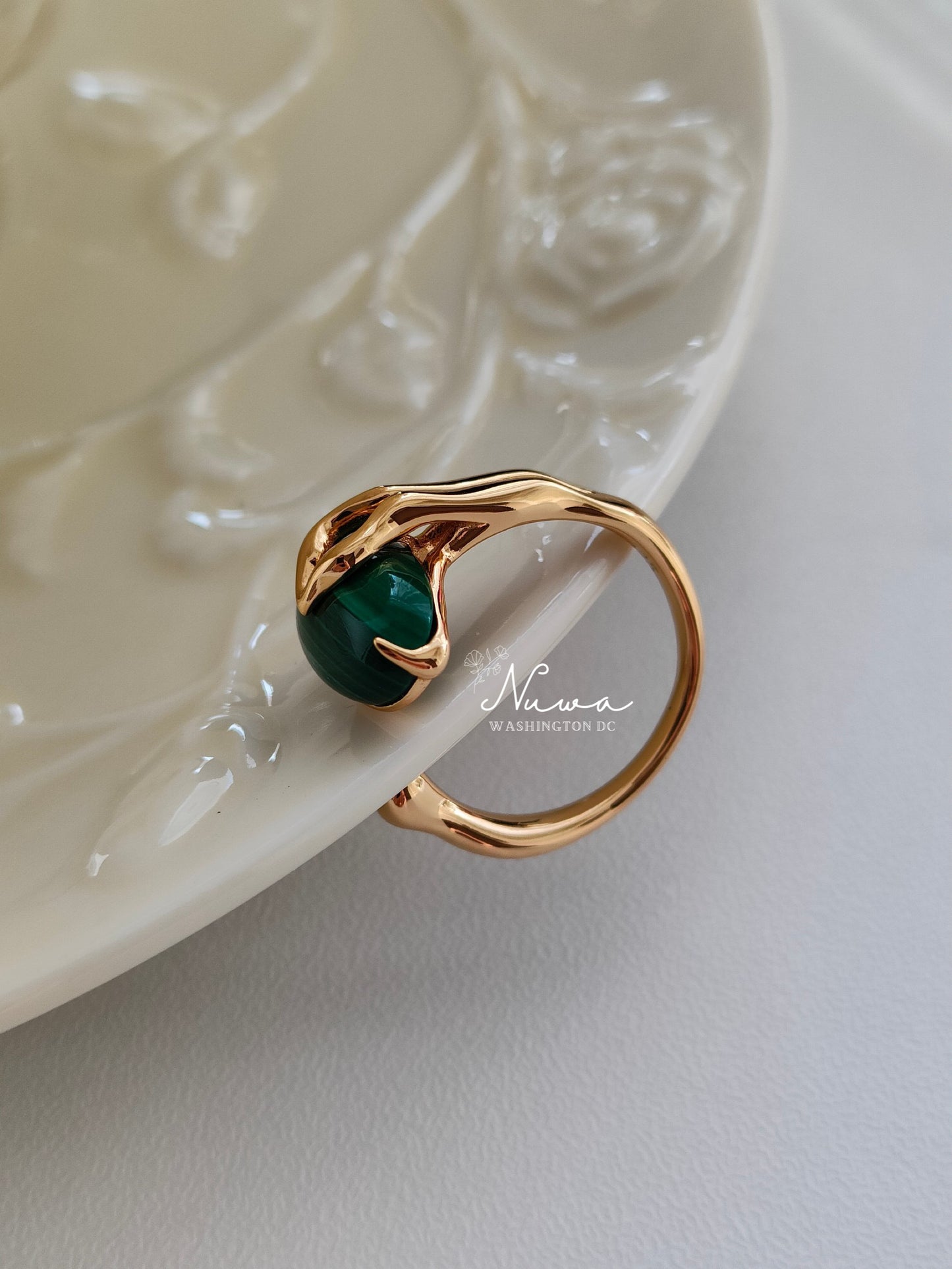 Peacock stone ring