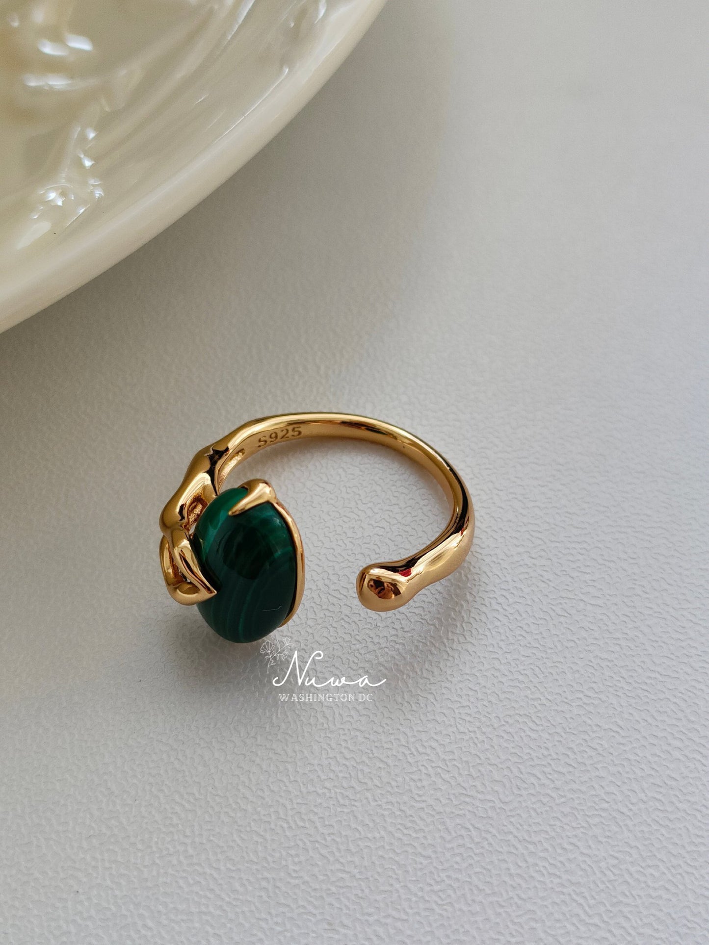 Peacock stone ring