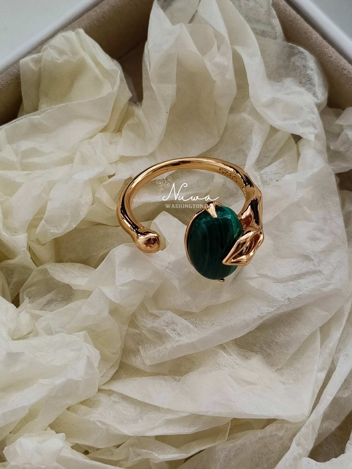 Peacock stone ring