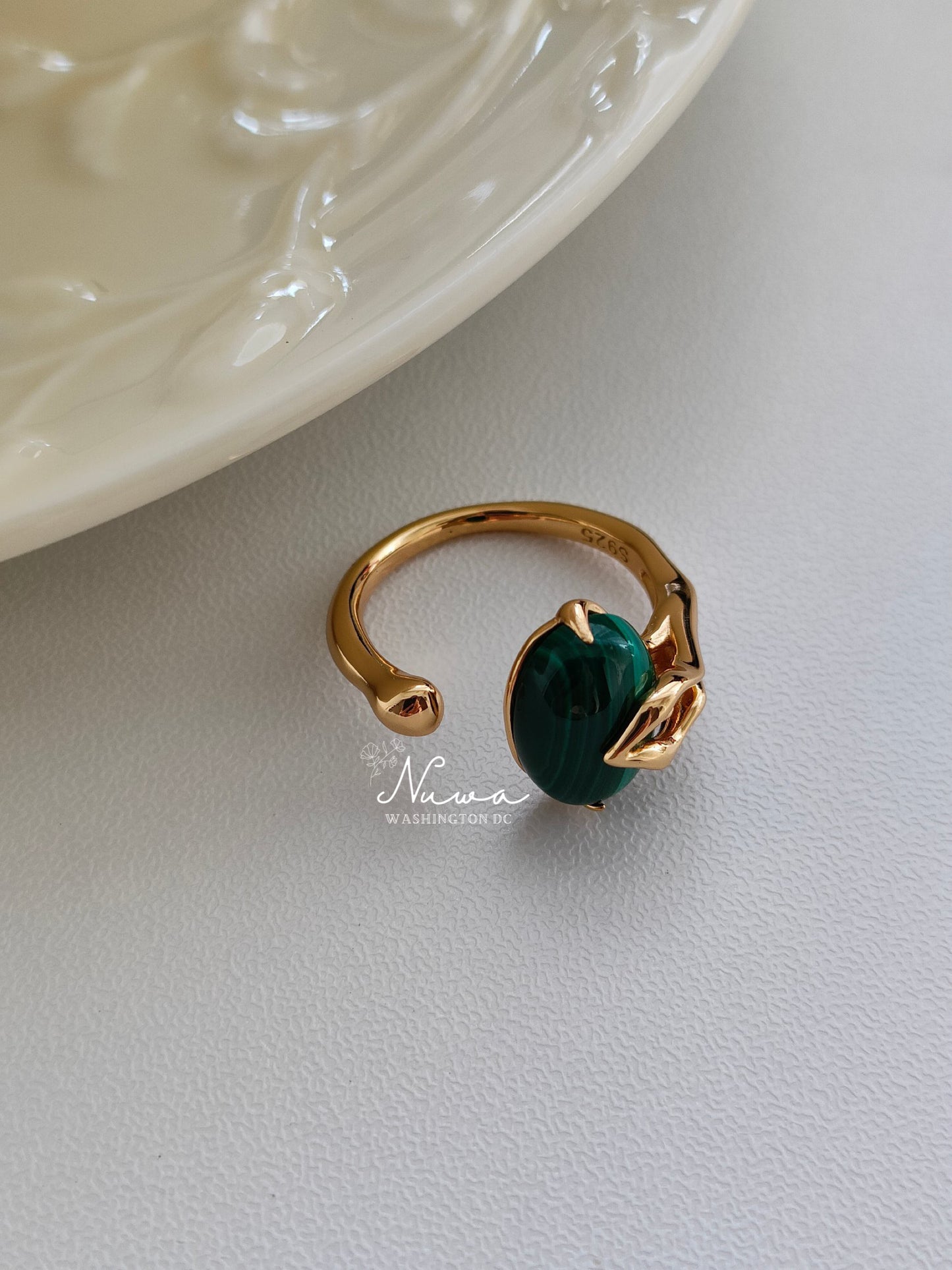 Peacock stone ring