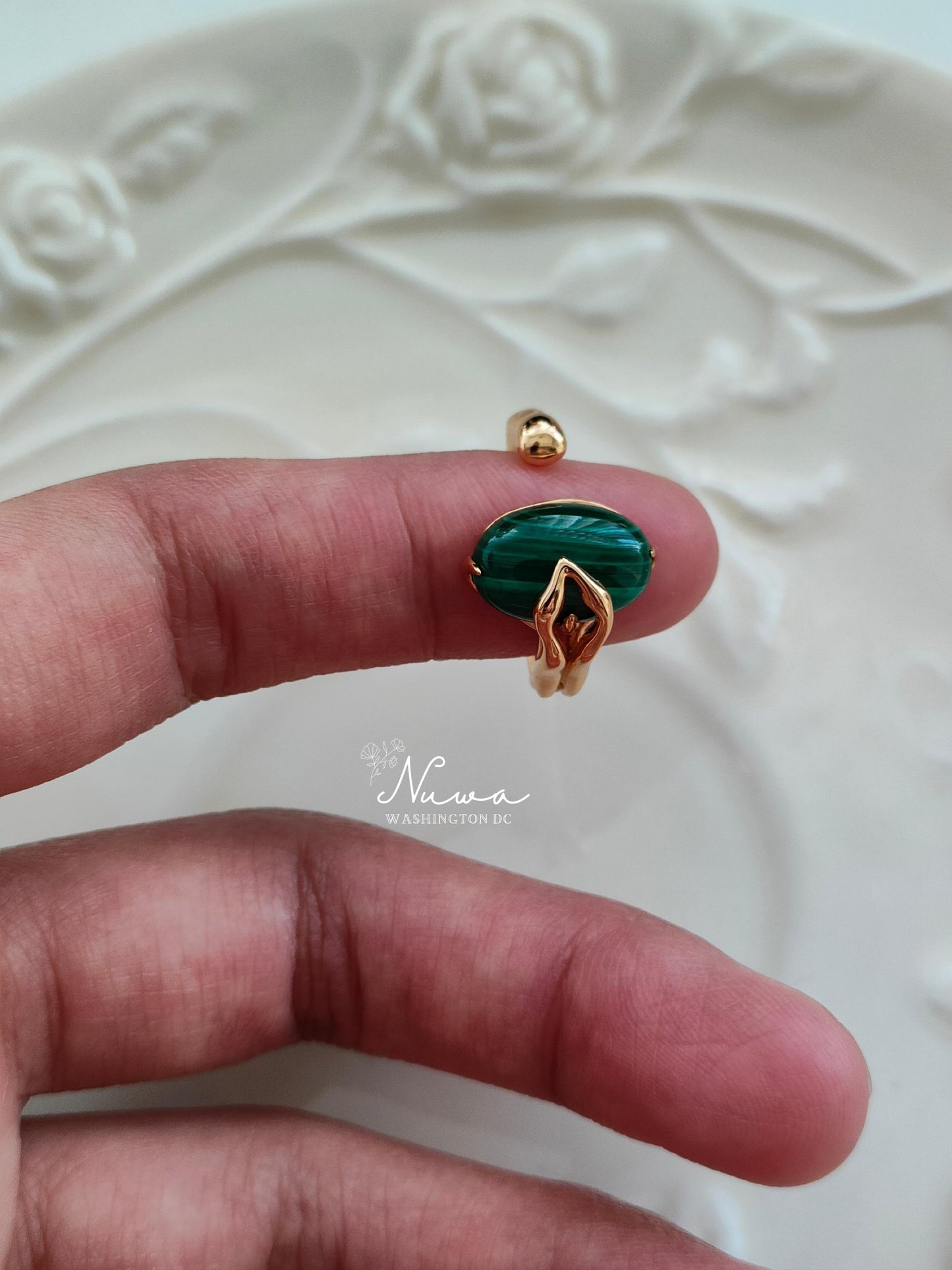 Peacock stone ring